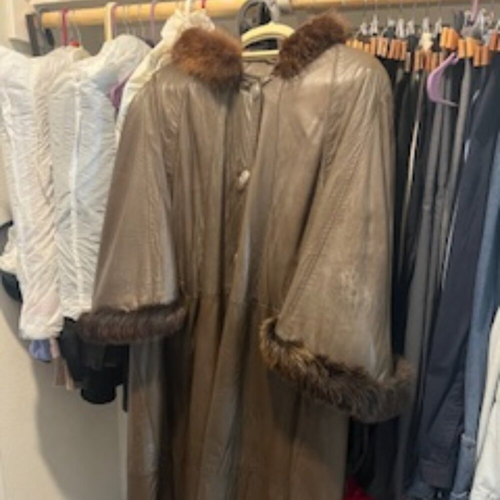 Ladies Long Leather & Fur Coat